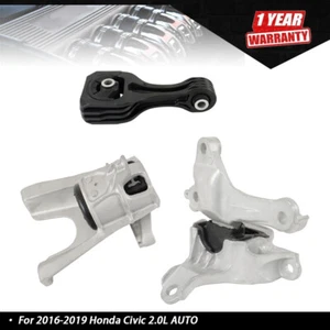 3 Pcs Engine Motor & Transmission Mount Set For Honda Civic 2016-2019 2.0L AUTO - Picture 1 of 10