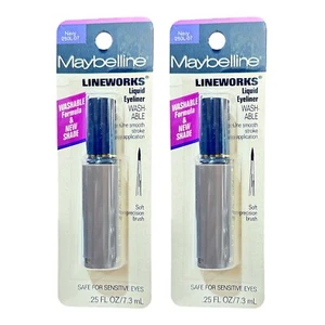 2X Maybelline LINEWORKS Washable Liquid Eyeliner - Navy- RARE, ORIGINAL FORMULA! - Picture 1 of 3