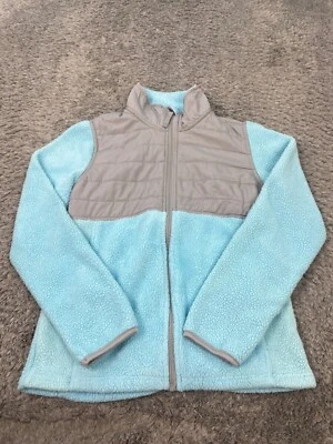 Faded Glory Jacket Girls Small 4-6 Full Zip Gray Quilt Blue Fleece Sweater - Image 1 of 4