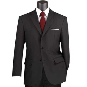 BIG & TALL Men's Black 2-Button Classic-Fit Poplin Polyester Suit NWT - Picture 1 of 3