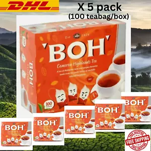 5 PACK X 100 tea bags-NEW BOH Cameron Highlands Tea Fresh Malaysia FREE SHIPPING - Picture 1 of 11
