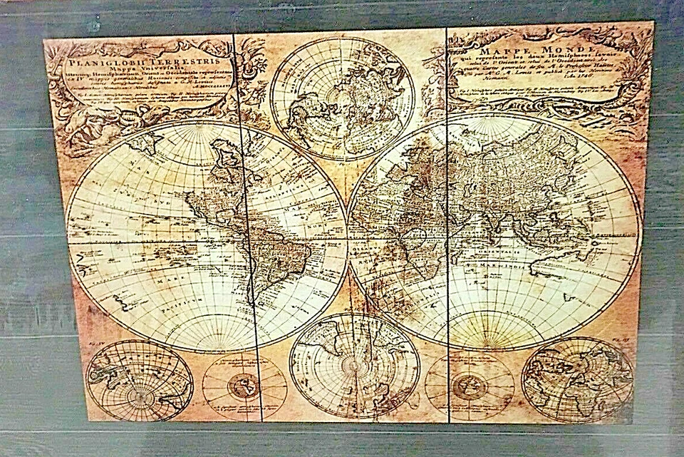 Antique World Map 3 pc Canvas Wall Decor -Frameless Picture (45” x 32.5”) -new - Image 1 of 4