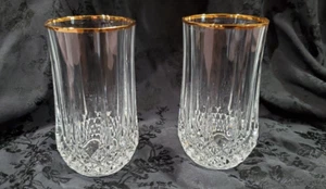 Set of 2 - Cristal D'Arques Longchamp Gold Water Glasses Tumblers - 5 3/8" Tall - Picture 1 of 4