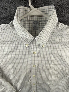 Brooks Brothers Button-Down Non-Iron Classic Cotton Check 16.5 35 Blue Men Shirt - Picture 1 of 15
