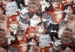 PRETTY KITTIES  IN COLLARS FROM THE KESSLERS - 100% COTTON FABRIC - Picture 1 of 7