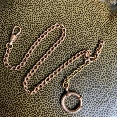 Antiguo reloj de bolsillo de latón de 13" cadena cierre grande 15G Foto 1 de 4