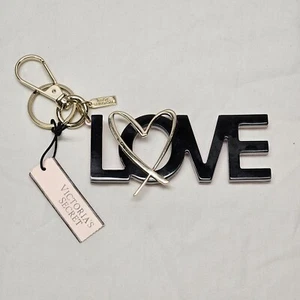 NWT Victoria Secret Women's LOVE Heart Black Pink With Gold Accent Keychain - Picture 1 of 7