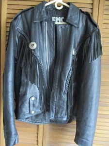 FMC LADIES LEATHER FRINGE BIKE JACKET SIZE L REAL NICE JACKET ONLY SMALL AMOUNT - Picture 1 of 11