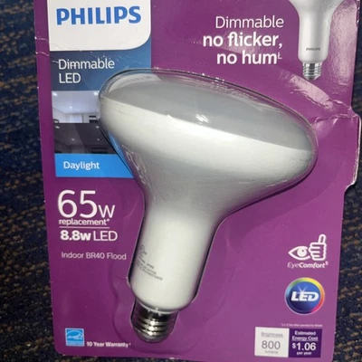 Philips 65-Watt Daylight Bright Dimmable BR40 LED Flood Light - 800 Lumens - Image 1 of 4