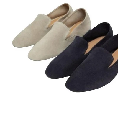 Mocasines sin cordones Zara Trafaluc de cuero gamuza beige natural Foto 1 de 4