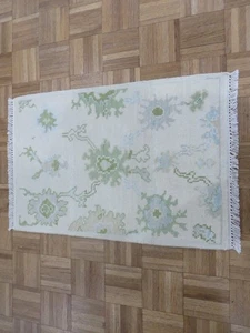 2 x 3 Hand Knotted Ivory Modern Oushak Oriental Rug G16183 - Picture 1 of 8