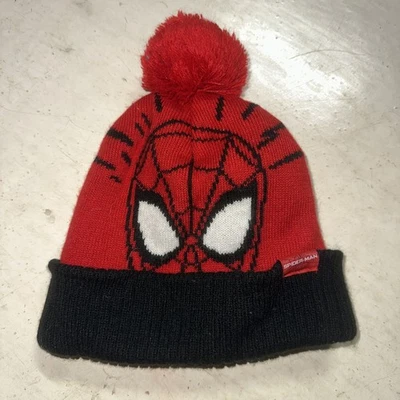 Máscara Marvel Spiderman Gorro Tejido Sombrero Pom Bordado Hombre Araña Rojo Negro Foto 1 de 4