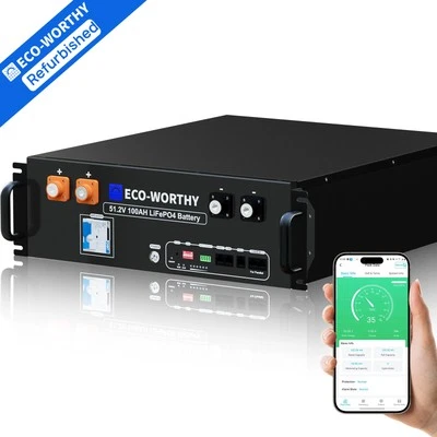 ECO-WORTHY 5.12kWh 48V 100AH Server Rack LiFePO4 Battery For Back-Up V3 Version - Image 1 of 4