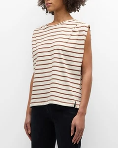 Rag & Bone Mica Striped Muscle Tank Tee Brown Womens S/P Classic Cotton Peru - Picture 1 of 10