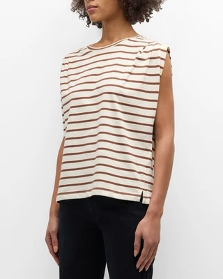 Rag & Bone Mica Striped Muscle Tank Tee Brown Womens S/P Classic Cotton Peru - Image 1 of 4