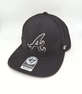 Atlanta Braves '47 Brand Snapback Hat Cap Adjustable New black on black MLB - Picture 1 of 6