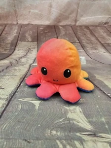 TeeTurtle Reversible Octopus Plush Happy Mad Mood Soft Stuffed Animal Blue/Pink - Picture 1 of 4