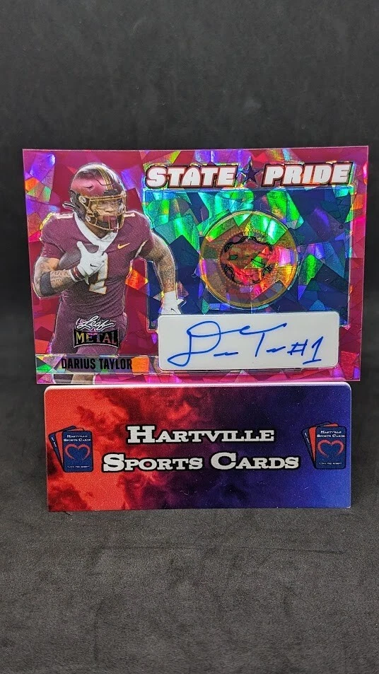 2024 LEAF METAL DARIUS TAYLOR /5 AUTO PINK ICE CRYSTAL STATE PRIDE AUTOGRAPH TE