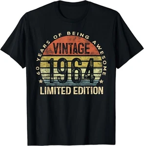 60 Year Old Gifts Vintage 1964 Limited Edition 60th Birthday Gift Unisex T-Shirt - Picture 1 of 3