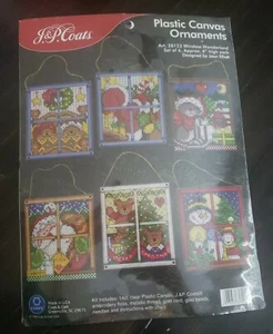 1998 Abrigos J&P 1998 Kit de lona de plástico Ventana País de las Maravillas Navidad 6 adornos - Imagen 1 de 10