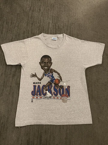 Vintage New York Knicks Mark Jackson Salem Sportswear  Shirt NBA  Madison Square Cover