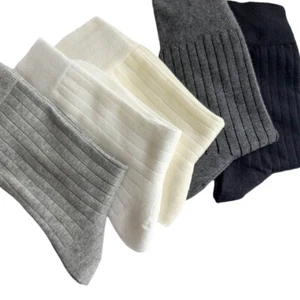 5 Pairs Women Solid Stripe Mid Tube Calf Socks Cotton Elastic Sports Stockings - Picture 1 of 16