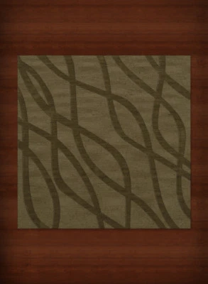 Green Transitional Hand Hooked Swirls Lines Stripes Area Rug Abstract DV10 - Image 1 of 2