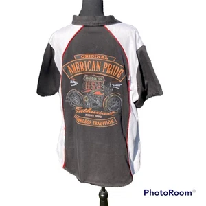 Vintage Harley-Davidson Motorcycles button up retro bowling shirt Distressed 2XL - Picture 1 of 10
