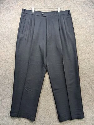 Pantalones Bachrach Para Hombre 39 x 29 Negros Plisados Delanteros Puños Pierna Recta Preppy Foto 1 de 4