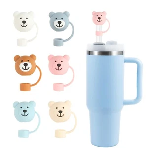 10mm Straw Cover Cap for Stanley Cup, 6Pcs Bear Silicone Straw Toppers Compat... - Picture 1 of 8