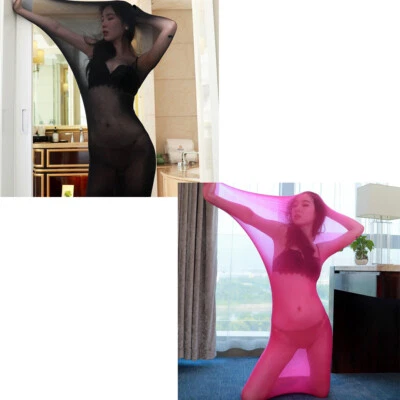 Mujeres Transparente Brillante Bodystocking Body Mamá Saco de Dormir Bodyhose Foto 1 de 4