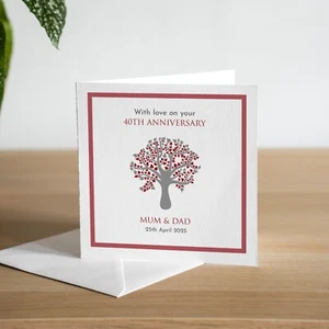 Tarjeta personalizada con amor en tu 40 aniversario de boda rubí hecha a mano - Imagen 1 de 2