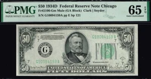 $50 1934D Chicago Mule FRN. TOP POP MULE. SOLE FINEST. Pop 1/0. PMG 65 EPQ - Picture 1 of 3