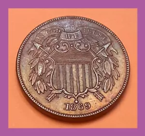 1869 AU+ (Full Motto) Two Cent Coin ( Includes Video) - Picture 1 of 6