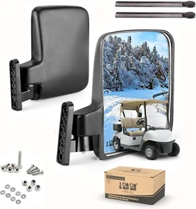 Golf Cart Side Mirrors, No Drilling 180 Degree Rotation & Foldable-Hd Shatterpro - Picture 1 of 7