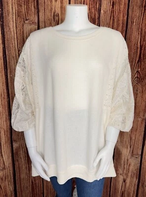 New! TORRID 6 Women's Classic Fit Super Soft Plush With Lace Sleeves Sweatshirt - Image 1 of 4