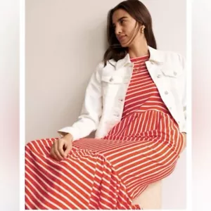 Boden Emma Easy Tiered Jersey Maxi Dress Plus Size 20 22 2X Orange White Casual - Picture 1 of 5