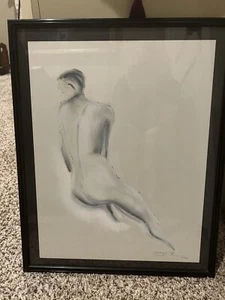 Nude Expressionism Watercolor/oil on matte paper signed Beautiful. - Picture 1 of 8