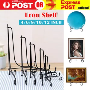 Plate Stands Iron Display Easel Photo Picture Bowl Dish Book Holder Frame Black - Picture 1 of 7
