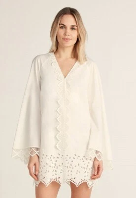 Vestido túnica de popelina de algodón con encaje bordado inglés Giamba EE. UU. 6/IT 40 $1195 Foto 1 de 4