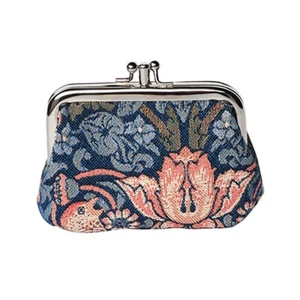 WILLIAM MORRIS STRAWBERRY THIEF BLUE FRAME PURSE CUTE COIN TAPESTRY LADIES GIFT - Picture 1 of 3