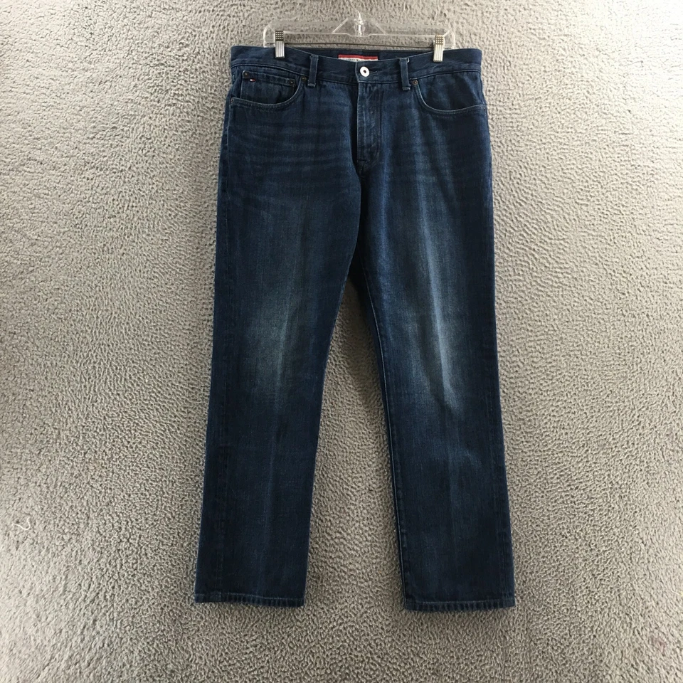 Tommy Hilfiger Straight Leg Jeans Mens 36x32 (actual 37x30) Blue Denim Cotton - Image 1 of 4