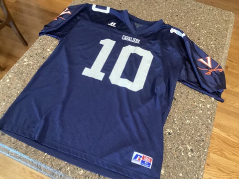 Virginia Cavaliers Russell Football Jersey Men's XL Blue #10 Cover