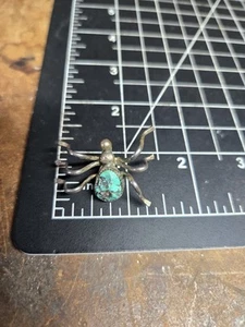vintage native american sterling silver 925 turquoise spider pin brooch - Picture 1 of 7