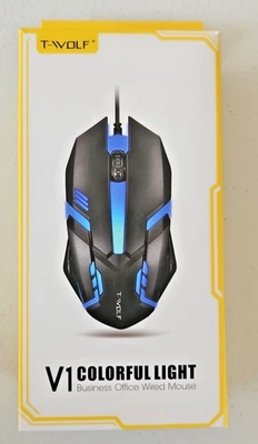 T-WOLF V1 Wired Gaming Mouse 3 Button 7 Colorful Backlight 1200 DPI Office Mouse - Image 1 of 4