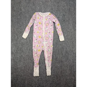 Little Sleepies 12-18 Month Pink Breakfast Bamboo Pajama Romper Milk Toast Eggs - Picture 1 of 8