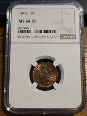 NGC MS-64 RB 1894 Indian Head Cent One Penny 1C MS64 BEAUTIFUL - Image 1 of 4