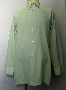 1960s Men’s Green Patterned Spear Point Shirt Disco Mod Vintage European 40 M - Picture 1 of 5