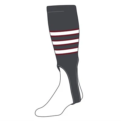 TCK SOCKS TCK Baseball Stirrups Large (300D, 7in) Graphite, Cardinal, White