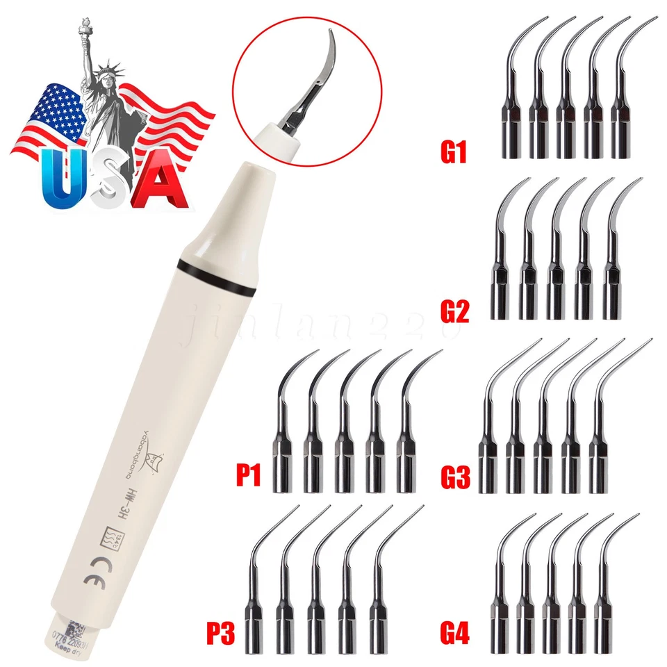 Dental Ultrasonic Piezo Scaler Handpiece 5*Scaling Tips G Fit EMS Cavitron SK-E1 - Image 1 of 1